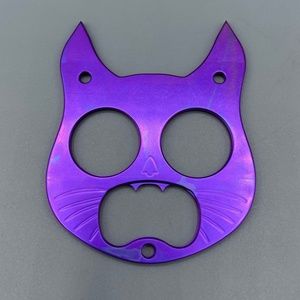 Purple Titanium Cat Keychain EDC Gear Safety Cat Bottle Opener Keychain